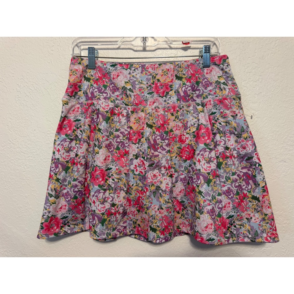 Vogo Athletica Floral Active Skort Pink Purple Yellow Tennis Golf Skirt Large